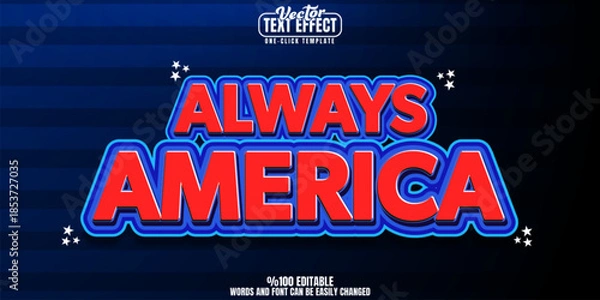 Obraz America editable text effect, customizable usa and patriotic 3d font style