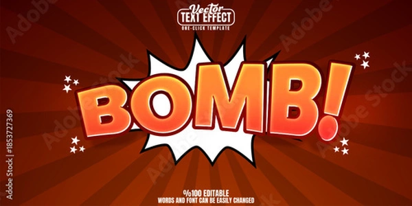 Obraz Bomb editable text effect, customizable comic and book 3d font style