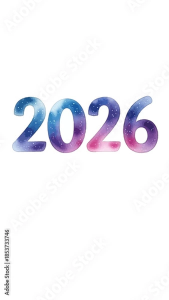 Fototapeta Vibrant colorful illustration of 2026 New Year celebration with galaxy numbers