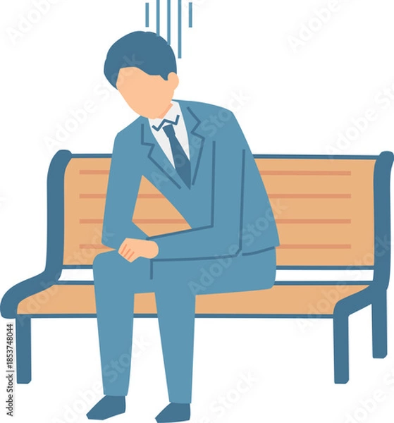 Fototapeta ベンチで落ち込むビジネスマン