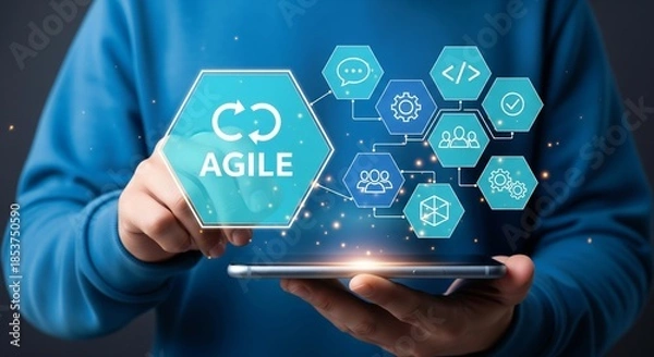 Obraz Agile Software Development Concept with Digital Workflow Icons