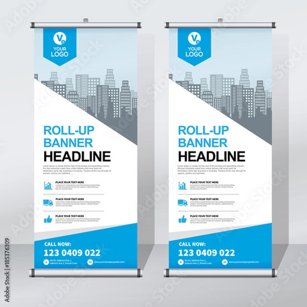 Fototapeta Roll up sale banner design template, abstract background, pull up design, modern x-banner, rectangle size.