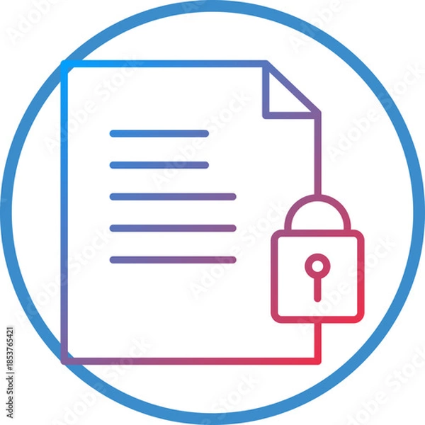 Obraz File Protection Line Icon Style