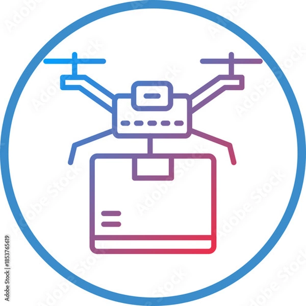 Obraz Drone Delivery Line Icon Style