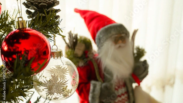 Obraz Christmas ornaments with blurred background