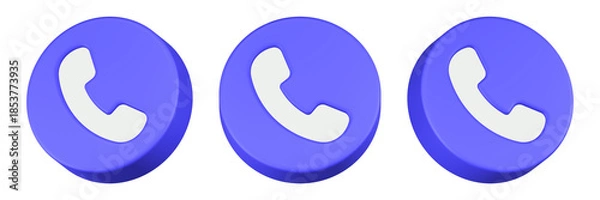 Obraz call icon 3d render blue circle button