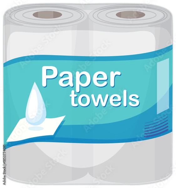 Fototapeta Two-Pack Paper Towels in Plastic Packaging Vector Illustration