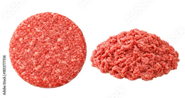 Obraz Raw Ground Beef Patty and Minced Beef Set