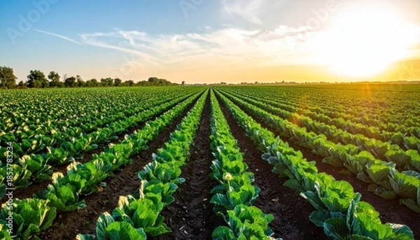 Obraz Cabbage Field at Sunset.