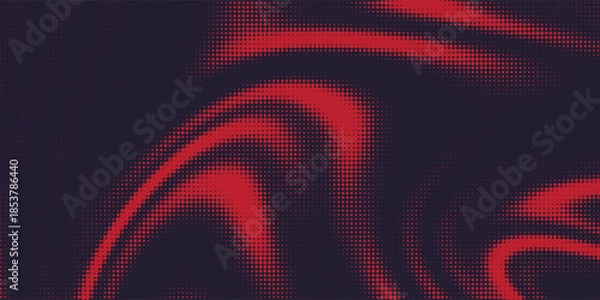Obraz Red abstract vector background with halftone waves pattern. vector background
