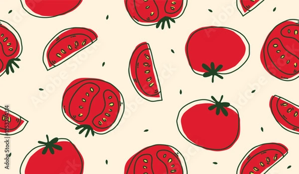 Fototapeta Cute tomato pattern background vector design