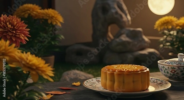 Obraz 中秋の夜、月明かりの宴