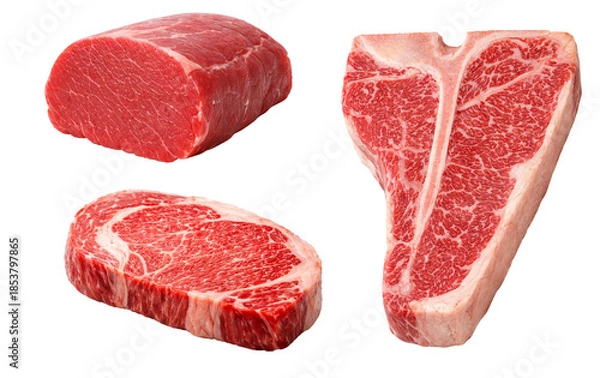 Obraz Raw Beef Steak Cuts Set