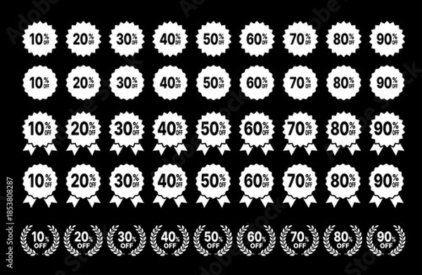 Fototapeta 白のアイコン セール割引率（10〜90%OFF）ラベルセット