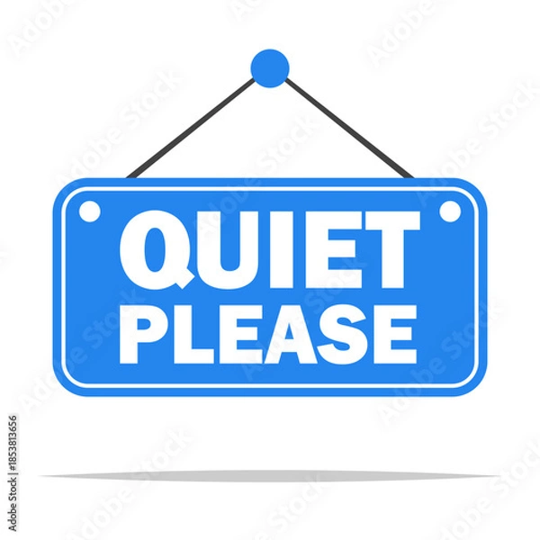 Obraz Quiet please hanging sign flat icon vector isolated