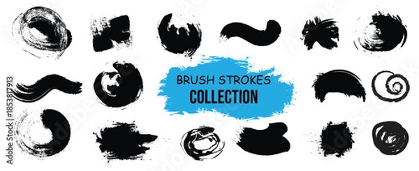 Obraz Grunge style hand-drawn thick brush strokes in acrylic paint. Ink splatters, grungy painted lines, artistic design elements. Creative vector shape or background art illustration template.