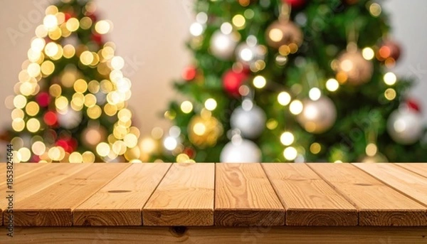 Obraz Christmas tree  wood top.
