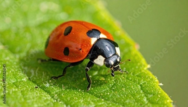 Obraz Ladybug on Green Leaf.