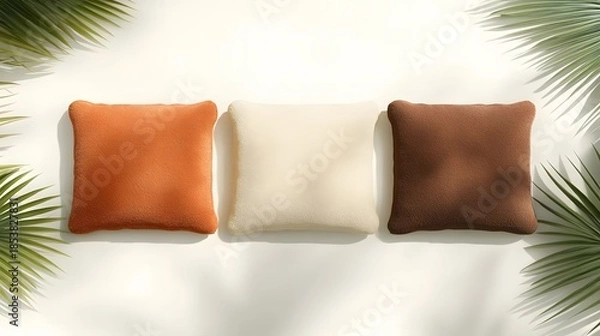 Obraz Three Pillows in Different Earth Tones.