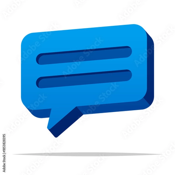 Fototapeta 3D blue chat message icon vector isolated illustration