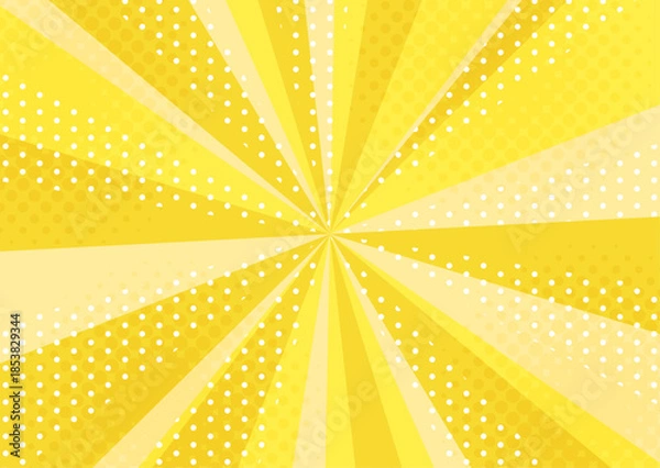 Obraz アメコミ風のポップな背景イラスト　集中線 黄色