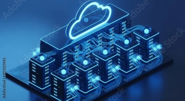 Obraz cloud computing infrastructure data center network servers.