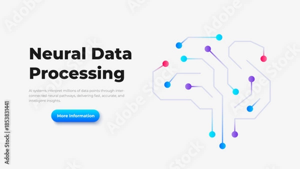 Obraz Neural Data Processing Concept with Artificial Intelligence Brain, Digital Connections and Machine Learning Visualization for Presentation Template