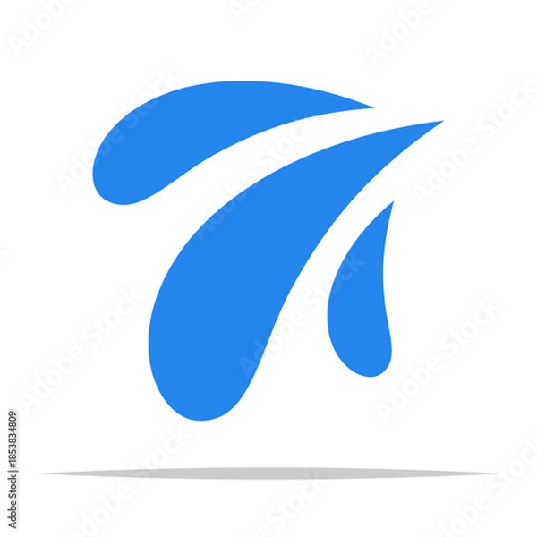 Obraz Blue water drop splash icon vector isolated illustration