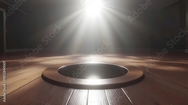 Obraz Dramatic Spotlight on Circular Stage Opening.