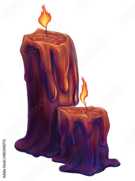 Fototapeta Two crimson candles glow