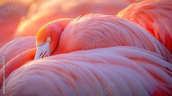 Obraz Flamingos closeup soft light
