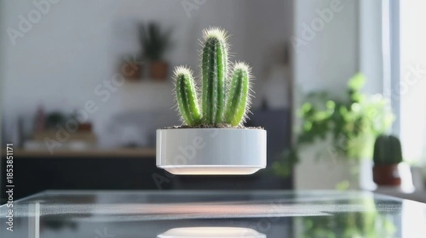 Obraz Floating cactus potted plant interior decor