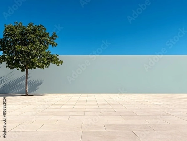 Obraz Solitary Tree Standing Alone on Paved Ground.