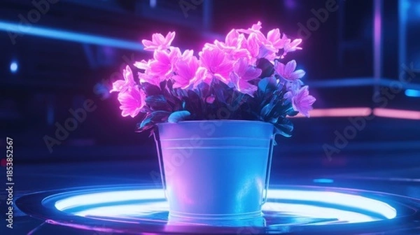 Obraz Flowers in neon light