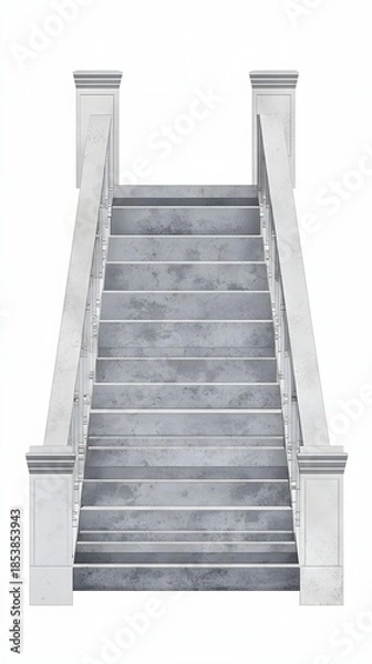 Obraz White staircase with gray steps isolated.