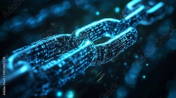 Obraz Digital blockchain chain symbolizing data security and network connections