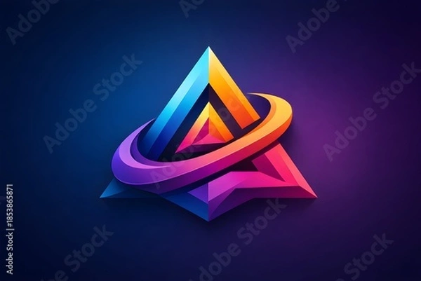 Obraz Creative logo mark with geometric depth scalable vector design 