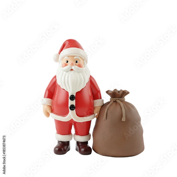 Obraz サンタクロース人形とプレゼント袋