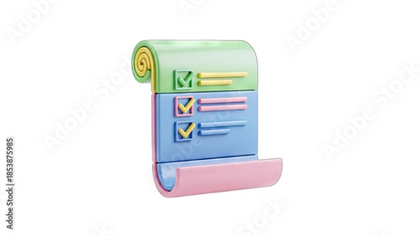 Obraz 3D Checklist with Checkmarks on White Background