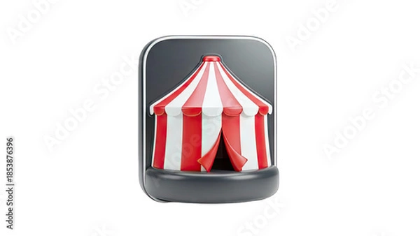 Obraz 3D Circus Tent Icon on Black Background