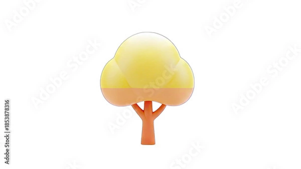 Obraz 3D Cartoon Tree on White Background