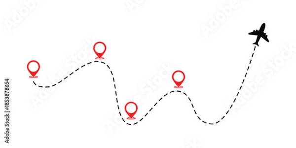 Obraz GPS airplane flight routes