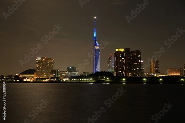 Fototapeta 福岡西地区海岸風景の夜景