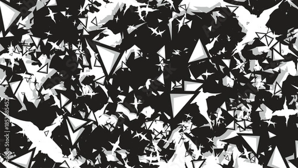 Obraz Abstract Geometric Shattered Triangle Pattern Background in Black and White