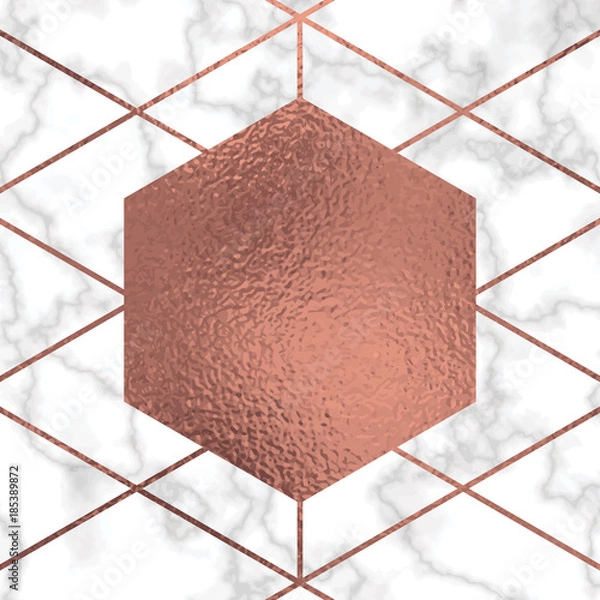 Obraz Marble Texture Vector Background with rose gold lines