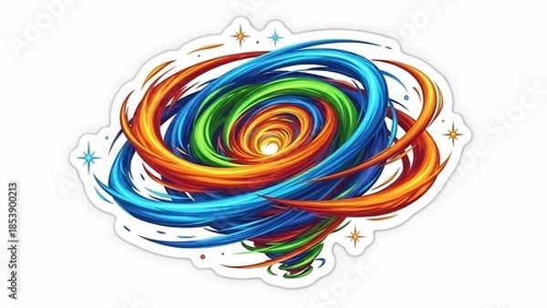 Obraz 鮮やかな色彩の渦巻くエネルギーが中心に集まる抽象的なイラスト