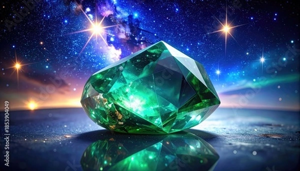 Obraz Emerald Gemstone at Sunset Under a Starry Sky
