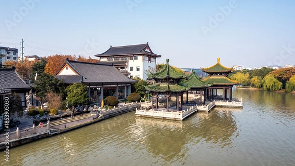 Obraz Traditional Chinese Architecture by River