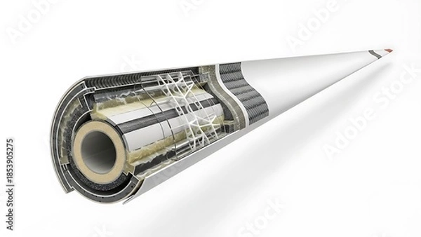 Obraz 白い背景上の技術的な断面図を精密に示す