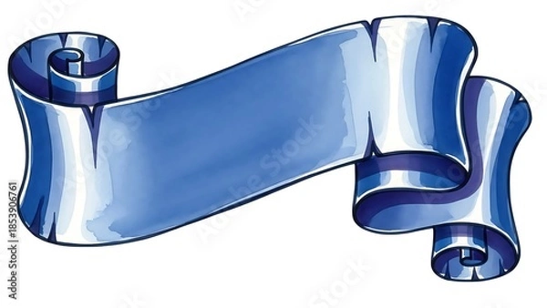 Obraz 青色のリボン飾り 静かに輝く光沢 ベクターイラストレーション